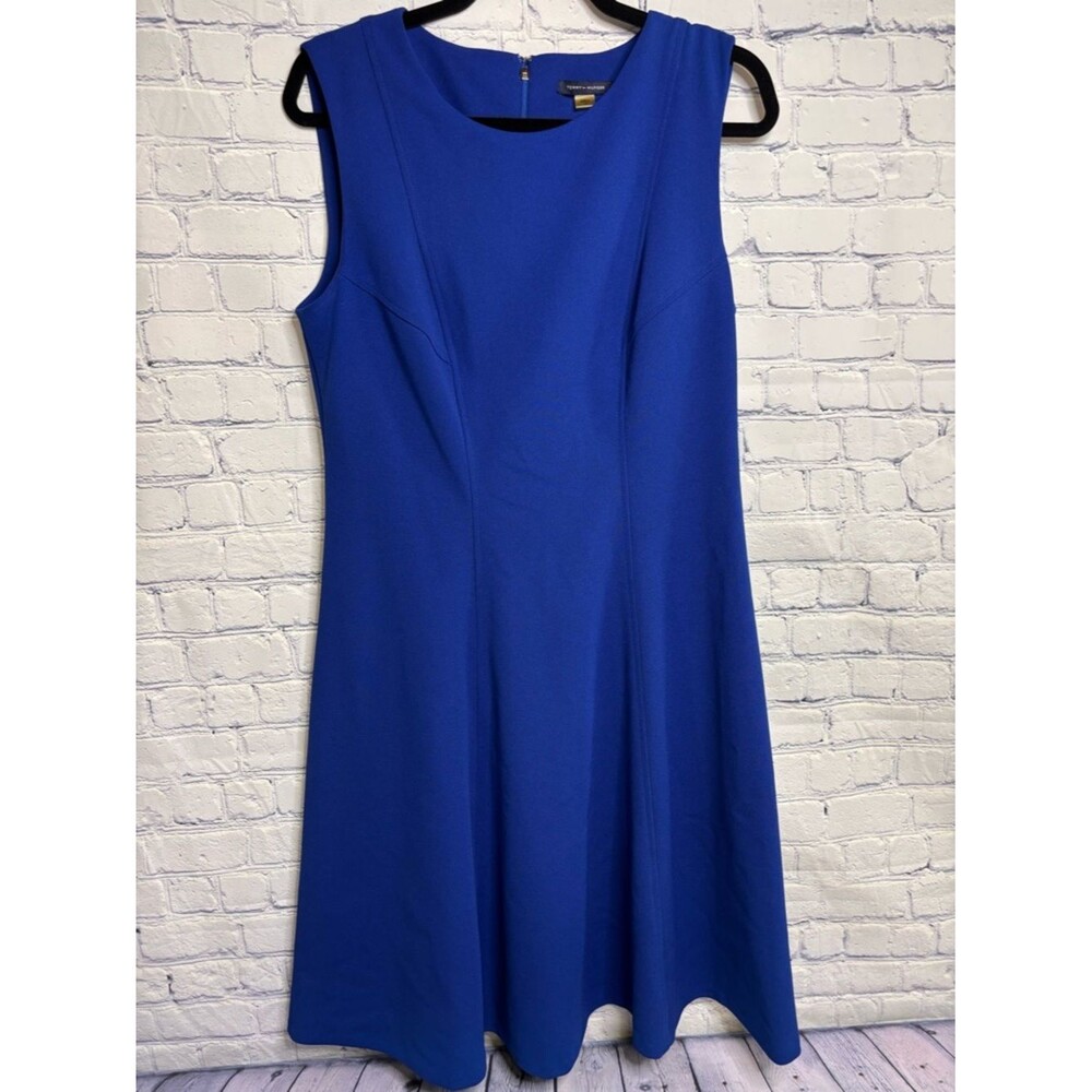 Tommy Hilfiger Royal Blue Classic Nautical Office Fit Flare Sleeveless Dress 12